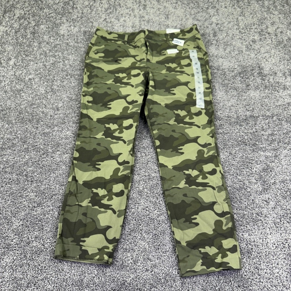 Old Navy Pants Womens 14 Green Pixie Ankle Camo High Rise Stretch Twill Casual